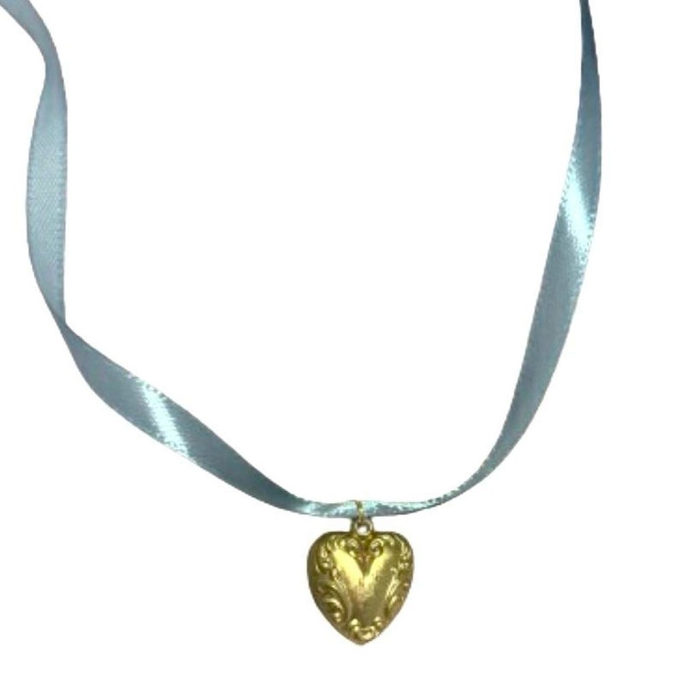 Coquette Heart Ribbon Necklace with Vintage Charm